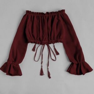 Off Shoulder Drawstring Crop top